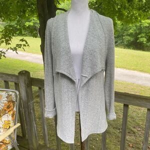 Sunday Gray Black Long Sleeve Waterfall Drape Open Sweater Size Large